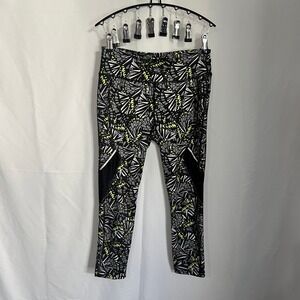 Avia High Waist Active Leggings Mesh Panel Geometric Print Athletic Women's